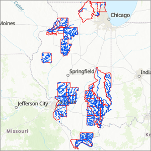 map of Illinois with colored areas showing areas destined for DFIRM creation