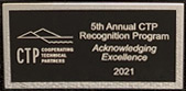 Photo of plaque from 2021 FEMA CTP Recognition Award