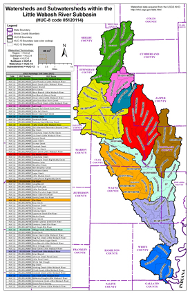 colored areas of Little Wabash River watershed