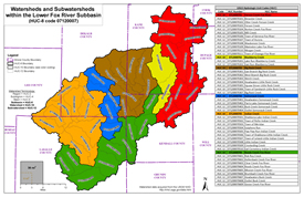 colored areas of Lower Fox River watershed